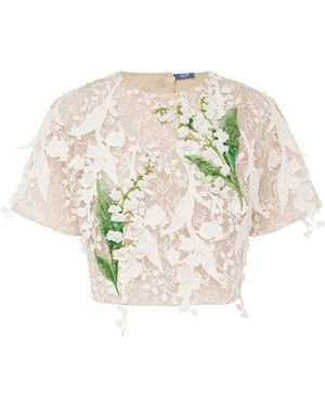 LEO LIN Indie Embellished Lace Top - White