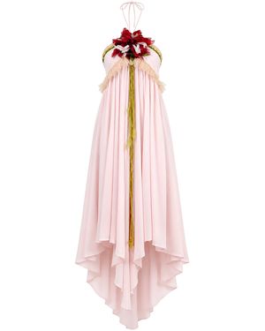 Salma Osman Exclusive Silk-Blend Chiffon Halter Midi Dress - Pink