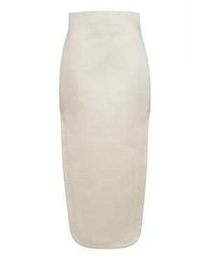 A.W.A.K.E. MODE Slit-Detail Satin Midi Skirt - White