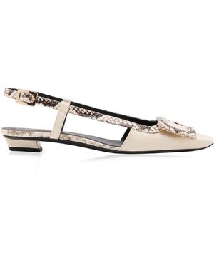 Roger Vivier Belle Vivier Python-Effect Leather Slingback Flats - Multicolour