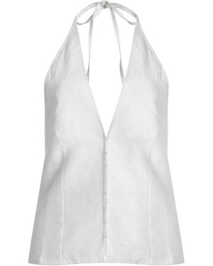 Deiji Studios Close Linen Halter Top - White