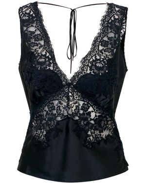 LoveShackFancy Sylie Silk-Blend Tank Top - Black