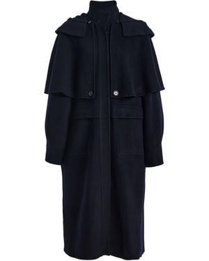 Sea Lona Double-faced Wool Hooded Coat - Blue