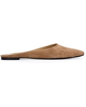 Black Suede Studio Lucia Suede Ballerina Flats - White