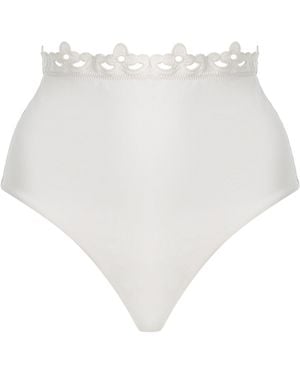 Sea Leila Eyelet High-Waisted Bikini Bottom - White