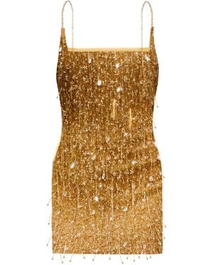 La Fuori Drops Of Champagne Emb Embellished Mini Dress - Metallic