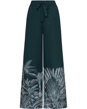 ANDRES OTALORA Tamu Mia Printed Crepe De Chine Wide-Leg Trousers - Green