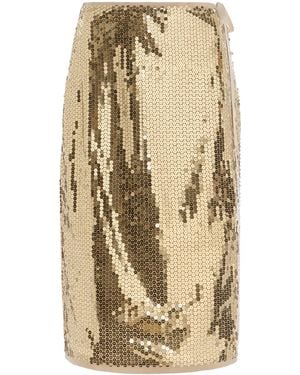 Prada Sequined Midi Wrap Skirt - Natural