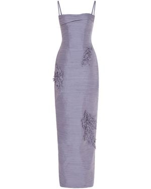 Marmar Halim Corseted Embroidered Gown - Purple