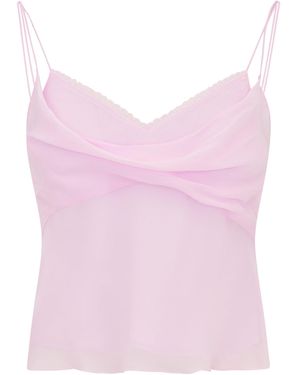 LoveShackFancy Lavoir Draped Rayon Tank Top - Pink