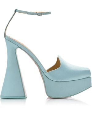 Cult Gaia Laina Satin Platform Court Shoes - Blue