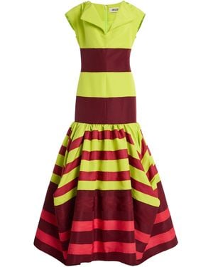 Christopher John Rogers Colorblocked Silk Umbrella Gown - White