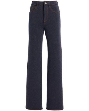 Barrie Cashmere-Denim Flared Trousers - Blue
