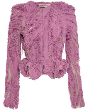 Greta Constantine Clurpy Mesh Cropped Jacket - Pink