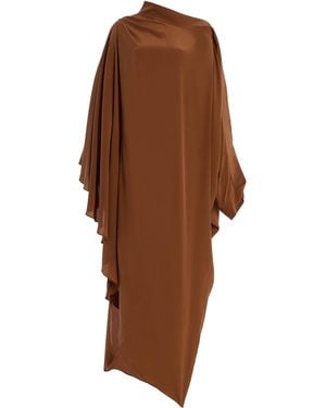 Harithand Gabriella Draped Silk Crepe De Chine Caftan Dress - Brown