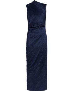 Marina Moscone Wool-Blend Jacquard Column Midi Dress - Blue