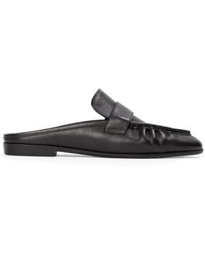 Black Suede Studio Gabby Backless Leather Loafers - Black