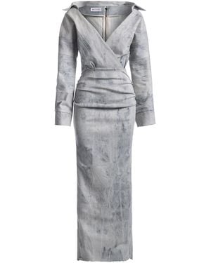 Maticevski Category Puff-sleeve Stretch-cotton Maxi Dress - Grey
