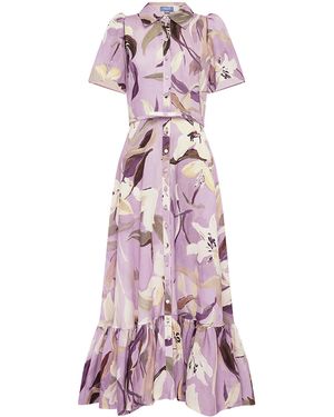 LEO LIN Becca Linen-Blend Midi Dress - Purple