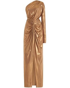 LAPOINTE Gathered Coated-jersey Maxi Dress - Natural
