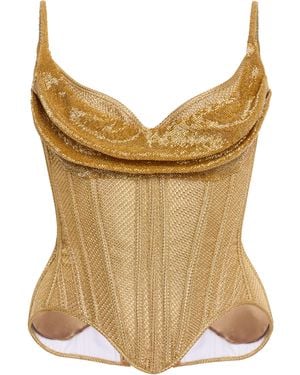 Wiederhoeft Salon Draped Lamé Corset - Brown