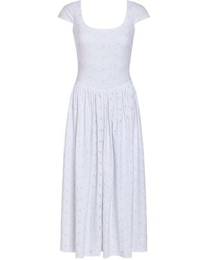 Markarian Cora Jersey Eyelet Midi Dress - White