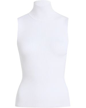 KHAITE Benita Ribbed-Knit Turtleneck Top - White