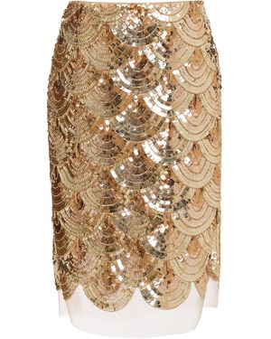 DES_PHEMMES Sequined Midi Skirt - Natural