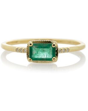 Ila Karina 14K; Emerald And Diamond Ring - Green