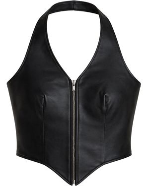 ZUT Carioca Leather Halterneck Top - Black