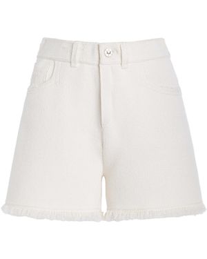Barrie Distressed Denim-Like Cashmere Shorts - White