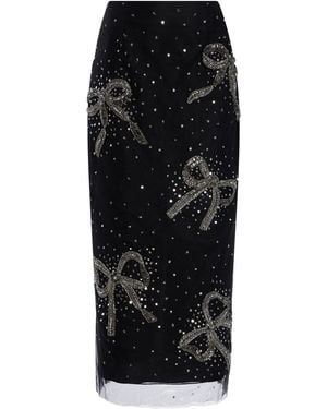 Carolina Herrera Embellished Tulle Midi Skirt - Black
