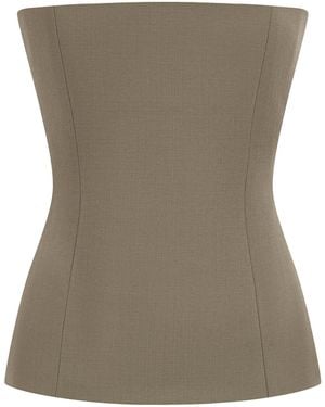 Alex Perry Longline Corset Wool Top - Brown