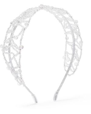 Emm Kuo Crystal-Embellished Satin Headband - White
