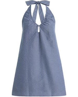 ELCE Exclusive Sidney Cotton-Blend Mini Halter Dress - Blue