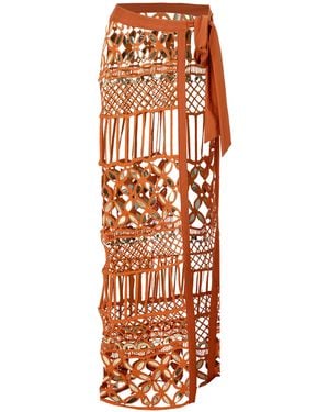 RAISA & VANESSA Embellished Cotton Sarong Skirt - Orange