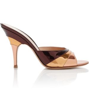 Gianvito Rossi Metallic Leather Mules - Brown