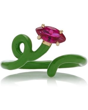 Bea Bongiasca Enamelled 9K Corundum Ring - Green