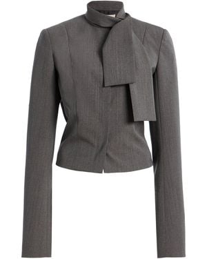 Colleen Allen Tailored Wool Scarf Jacket - Black