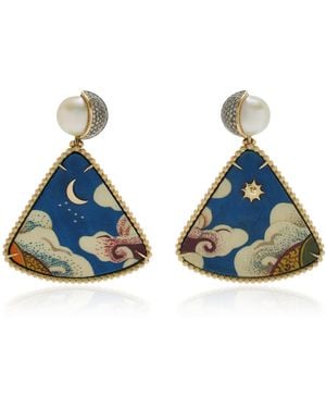 Silvia Furmanovich 18K Tibetan Sky Triangle Marquetry Earrings - Blue