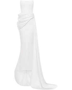 BALYKINA Hope Draped Maxi Dress With Detachable Trail - White