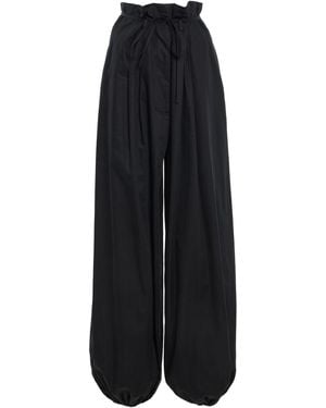 Adam Lippes Paperbag Cotton-Poplin Wide-Leg Trousers - Black