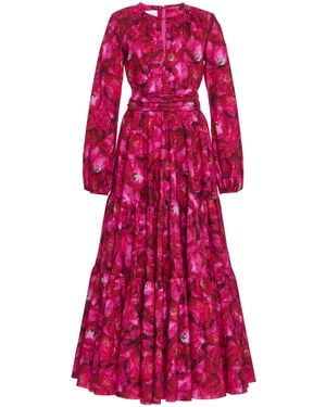 Giambattista Valli Printed Cotton Poplin Maxi Dress - Red