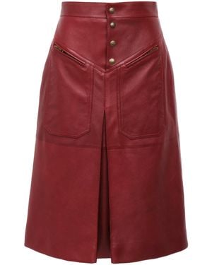 Chloé Leather Midi Skirt - Red
