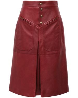 Chloé Leather Midi Skirt - Red