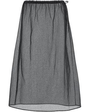 Prada Sheer Cotton Organdy Midi Skirt - Black