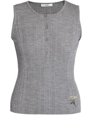 Erdem Merino-wool Henley Top - Grey