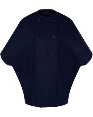 Martin Grant Cashmere Bat-Sleeve Cape Jacket - Blue
