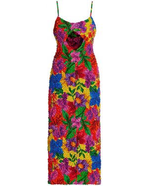 Mara Hoffman Kimiko Cutout Smocked Midi Dress - Red