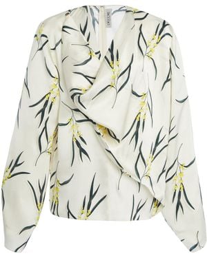 Del Core Draped Georgette Top - White